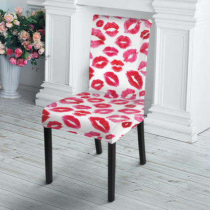 Red And Pink Lips Pattern Print Dining Chair Slipcover