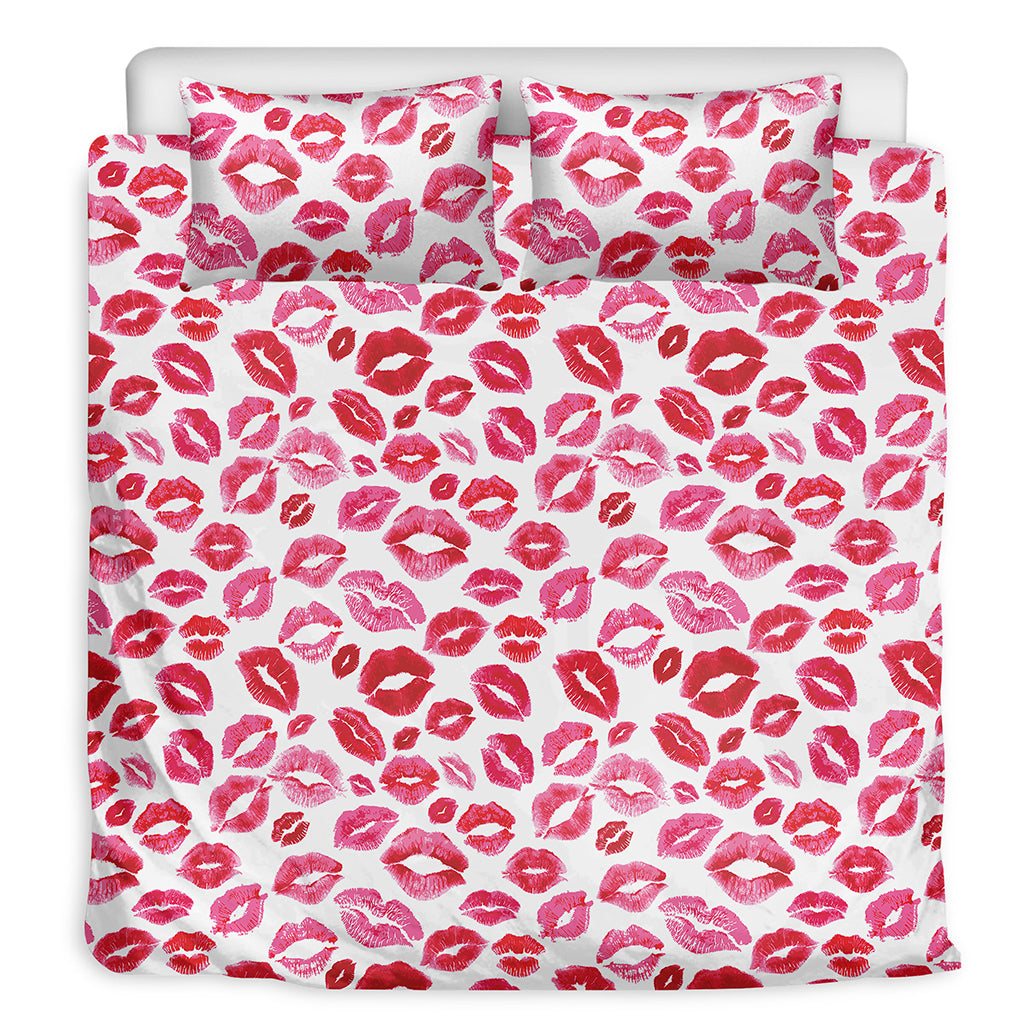 Red And Pink Lips Pattern Print Duvet Cover Bedding Set
