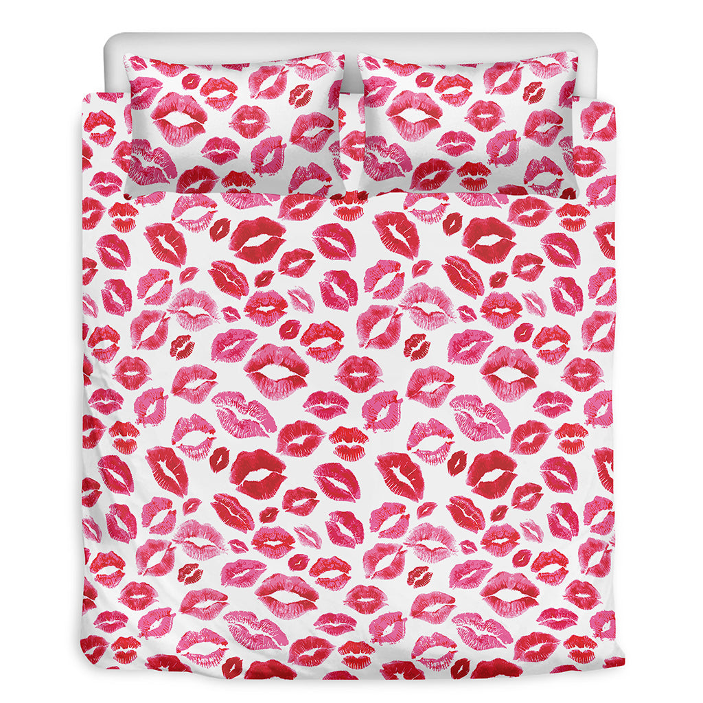 Red And Pink Lips Pattern Print Duvet Cover Bedding Set