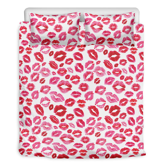 Red And Pink Lips Pattern Print Duvet Cover Bedding Set
