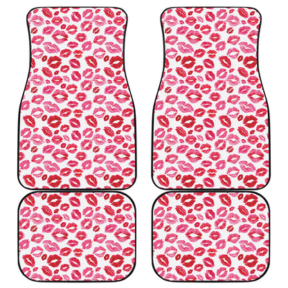 Red And Pink Lips Pattern Print Front and Back Car Floor Mats