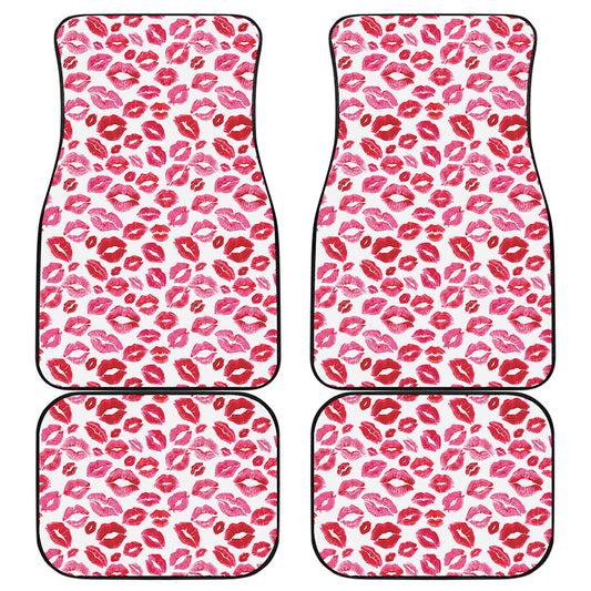 Red And Pink Lips Pattern Print Front and Back Car Floor Mats