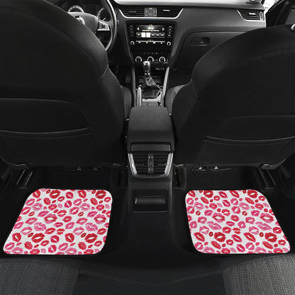 Red And Pink Lips Pattern Print Front and Back Car Floor Mats