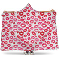 Red And Pink Lips Pattern Print Hooded Blanket