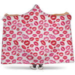 Red And Pink Lips Pattern Print Hooded Blanket