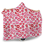 Red And Pink Lips Pattern Print Hooded Blanket