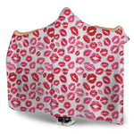 Red And Pink Lips Pattern Print Hooded Blanket