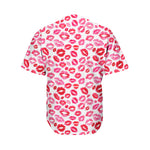 Red And Pink Lips Pattern Print Men's Baseball Jersey