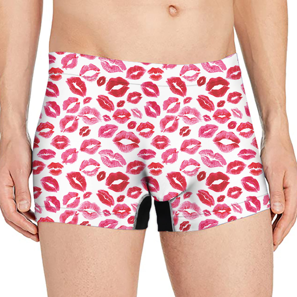 Red And Pink Lips Pattern Print Men's Boxer Briefs