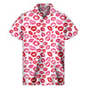 Red And Pink Lips Pattern Print Men's Short Sleeve Shirt