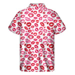 Red And Pink Lips Pattern Print Men's Short Sleeve Shirt