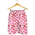 Red And Pink Lips Pattern Print Men's Shorts