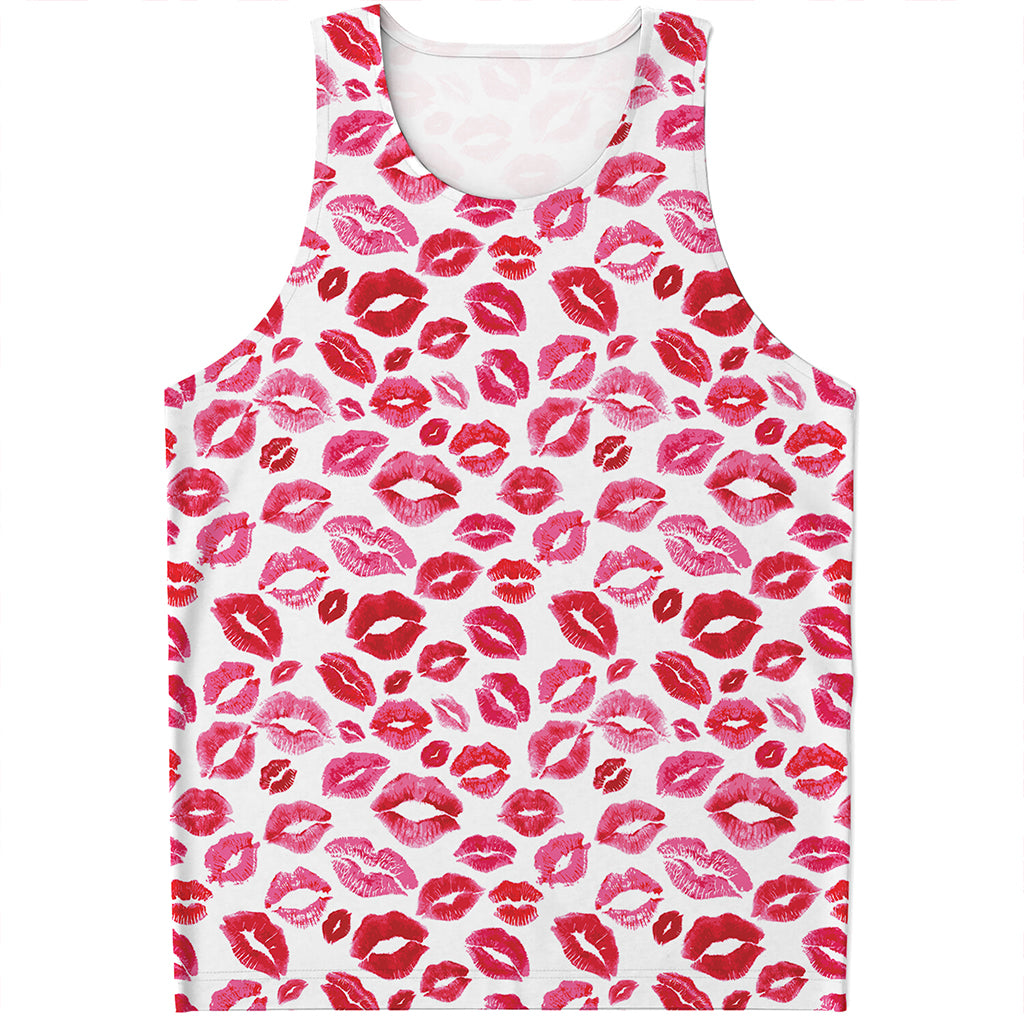 Red And Pink Lips Pattern Print Men's Tank Top