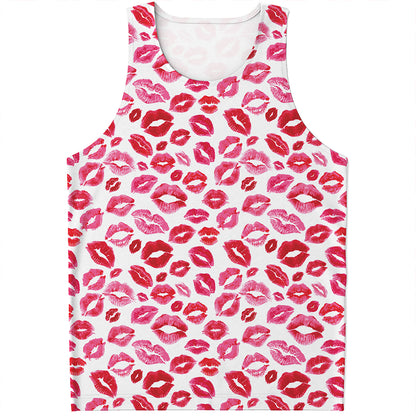 Red And Pink Lips Pattern Print Men's Tank Top
