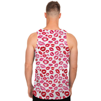 Red And Pink Lips Pattern Print Men's Tank Top