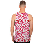 Red And Pink Lips Pattern Print Men's Tank Top