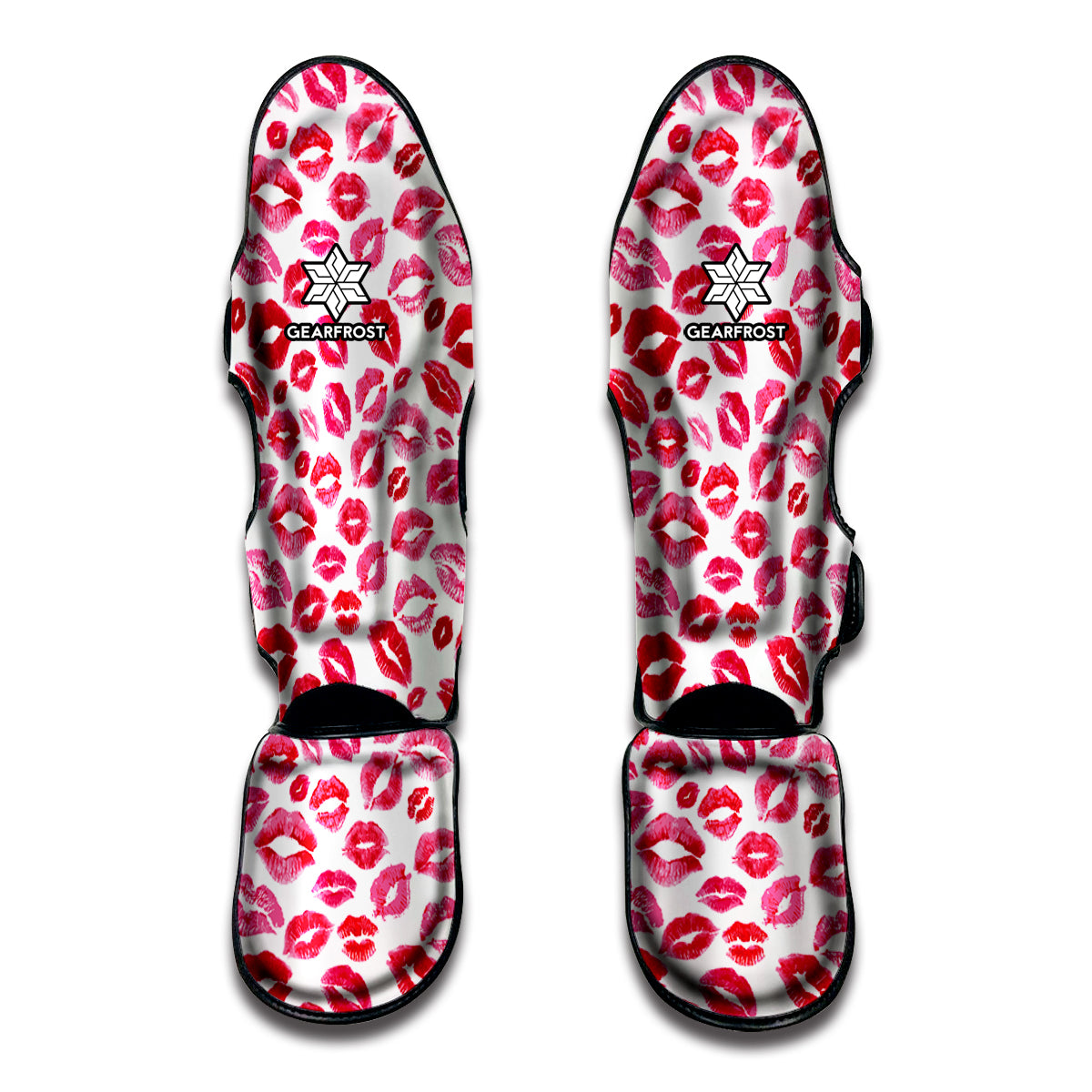 Red And Pink Lips Pattern Print Muay Thai Shin Guard