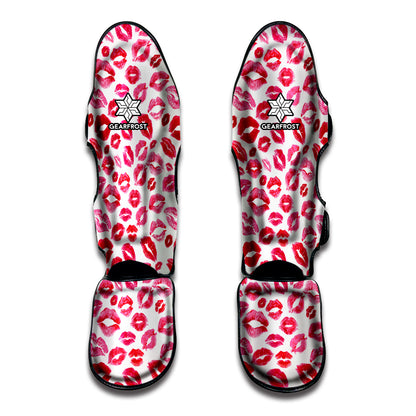 Red And Pink Lips Pattern Print Muay Thai Shin Guard
