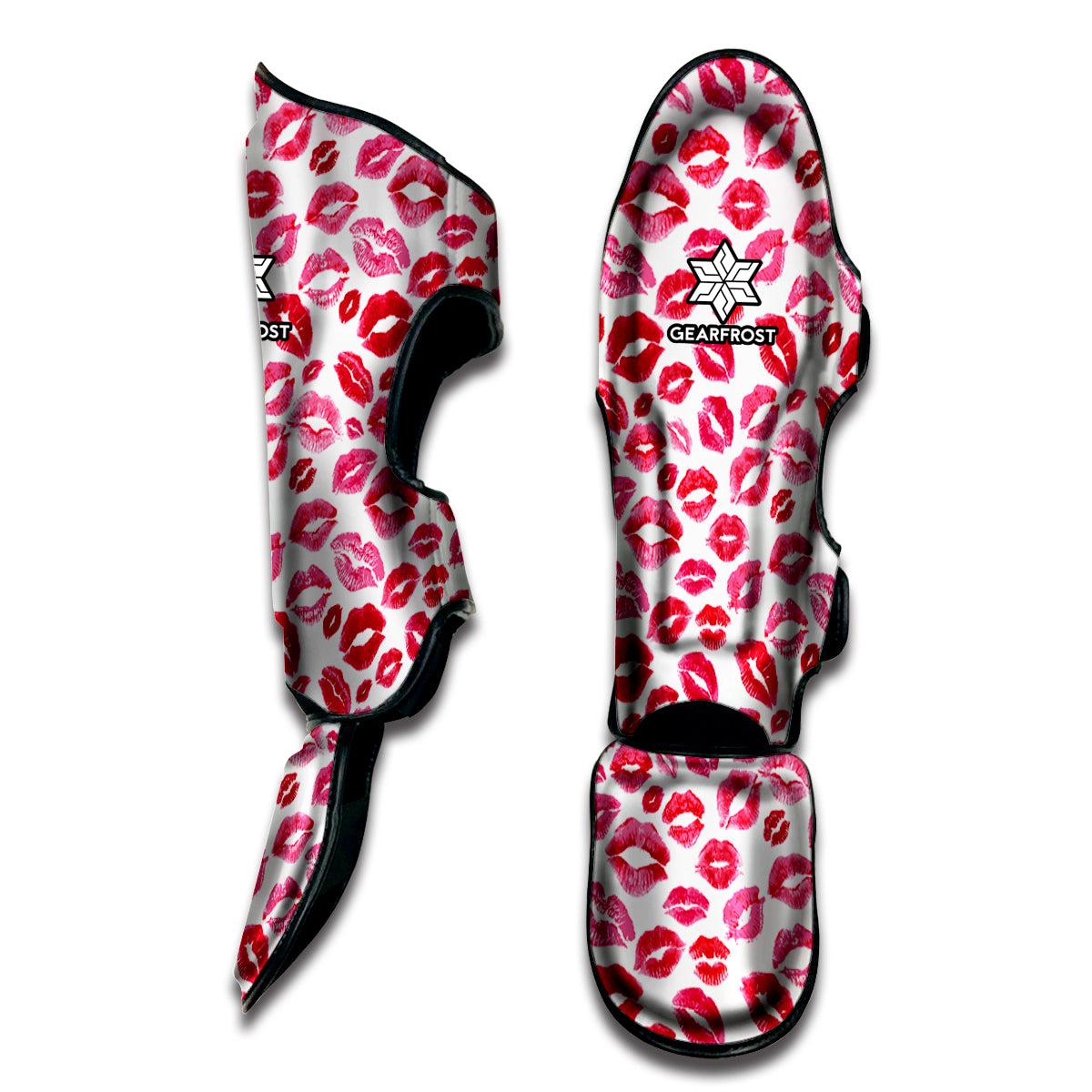 Red And Pink Lips Pattern Print Muay Thai Shin Guard