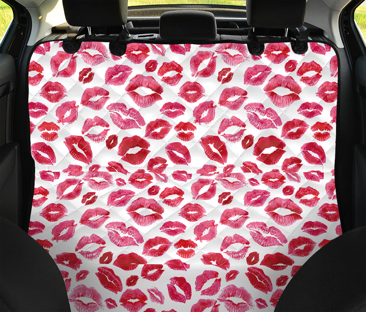 Red And Pink Lips Pattern Print Pet Car Back Seat Cover