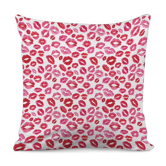 Red And Pink Lips Pattern Print Pillow Cover
