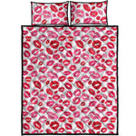Red And Pink Lips Pattern Print Quilt Bed Set
