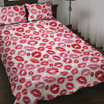 Red And Pink Lips Pattern Print Quilt Bed Set