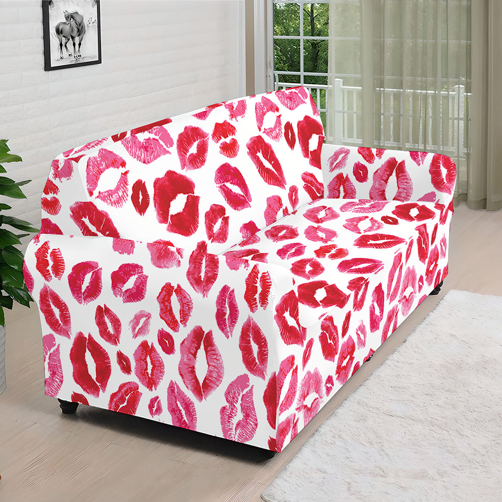 Red And Pink Lips Pattern Print Sofa Cover