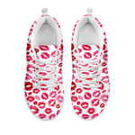 Red And Pink Lips Pattern Print White Sneakers
