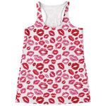 Red And Pink Lips Pattern Print Women's Racerback Tank Top