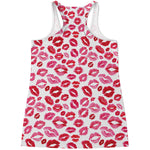 Red And Pink Lips Pattern Print Women's Racerback Tank Top