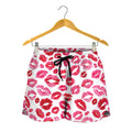 Red And Pink Lips Pattern Print Women's Shorts