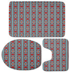 Red And Teal Southwestern Pattern Print 3 Piece Bath Mat Set