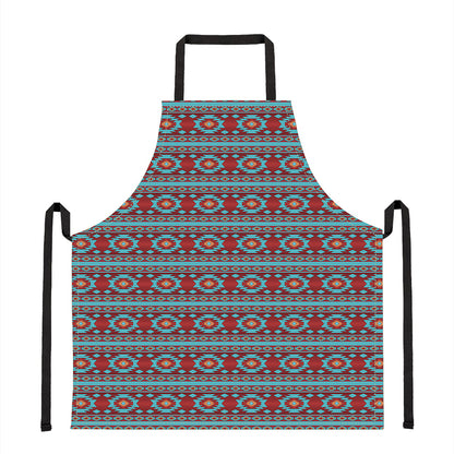 Red And Teal Southwestern Pattern Print Apron