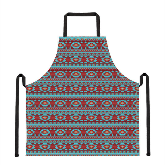 Red And Teal Southwestern Pattern Print Apron