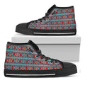 Red And Teal Southwestern Pattern Print Black High Top Sneakers
