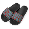 Red And Teal Southwestern Pattern Print Black Slide Sandals