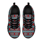 Red And Teal Southwestern Pattern Print Black Sneakers