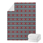Red And Teal Southwestern Pattern Print Blanket