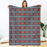 Red And Teal Southwestern Pattern Print Blanket