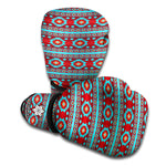 Red And Teal Southwestern Pattern Print Boxing Gloves