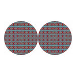 Red And Teal Southwestern Pattern Print Car Coasters