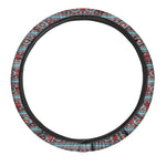 Red And Teal Southwestern Pattern Print Car Steering Wheel Cover