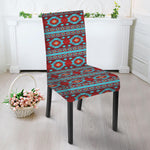Red And Teal Southwestern Pattern Print Dining Chair Slipcover