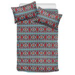 Red And Teal Southwestern Pattern Print Duvet Cover Bedding Set