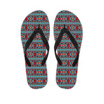 Red And Teal Southwestern Pattern Print Flip Flops