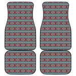 Red And Teal Southwestern Pattern Print Front and Back Car Floor Mats