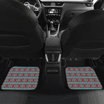 Red And Teal Southwestern Pattern Print Front and Back Car Floor Mats
