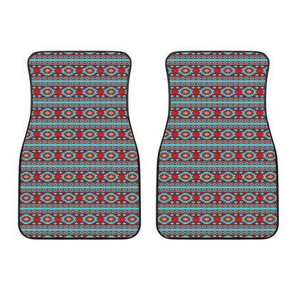 Red And Teal Southwestern Pattern Print Front Car Floor Mats