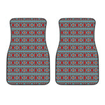 Red And Teal Southwestern Pattern Print Front Car Floor Mats